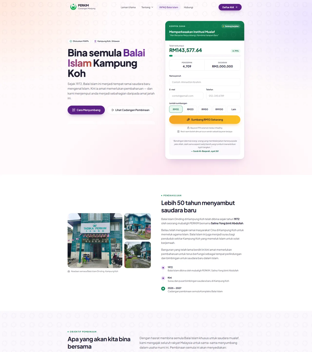 INFAQ Balai Islam — Fundraising Campaign — screenshot